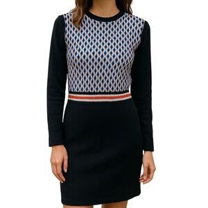 OCHIRLY Size Small Elastic Waist Qbert Optical Illusion Preppy Sweater Dress EUC